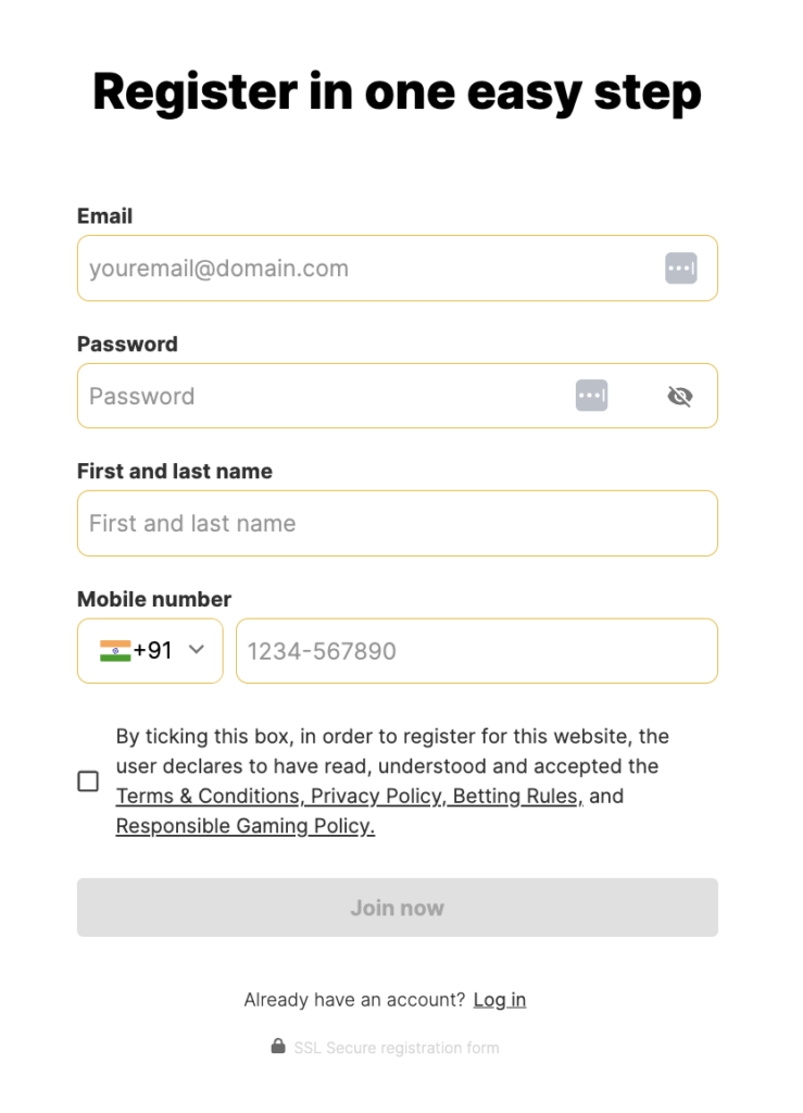 10CRIC Bonus Code registration box